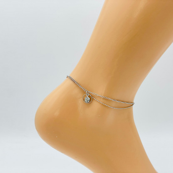 Wholesaler jewelry Marseille, silver ankle chain G104-2 - Felizz