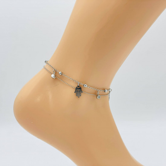 Wholesaler jewelry Marseille, silver ankle chain G104-17 - Felizz
