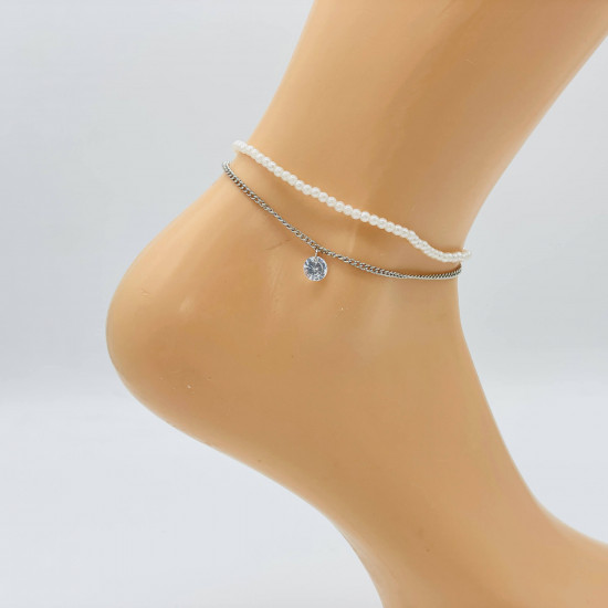 Wholesaler jewelry Marseille, silver ankle chain G104-18 - Felizz