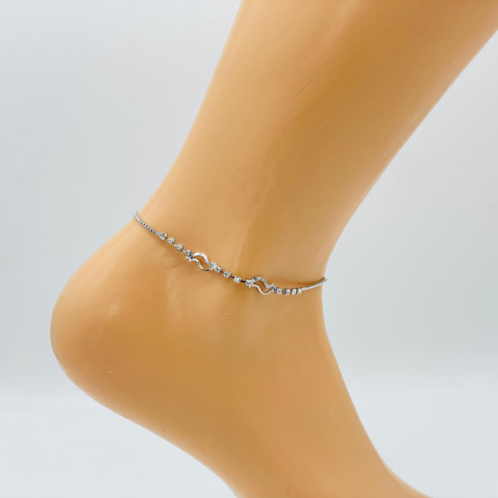 Wholesaler jewelry Marseille, silver ankle chain G105-2 - Felizz