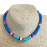 Dark blue and light blue thick heishi necklace