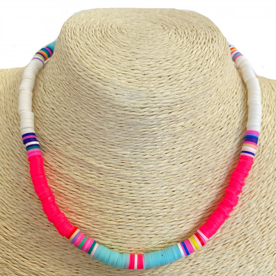 Colliers fantaisies surfeurs perles heishi colorées, grossiste - Felizz