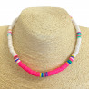 Thick white and pink heishi necklace