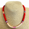 Thick red and white heishi necklace
