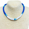 Dark blue and white thick heishi necklace