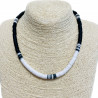 Thick black and white heishi necklace