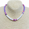 Thick lilac and white heishi necklace