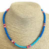 Feine Heishi-Halskette in Dunkelblau und Hellblau