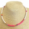 White and pink heishi necklace
