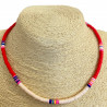 Feine Heishi-Halskette in Rot und Weiß