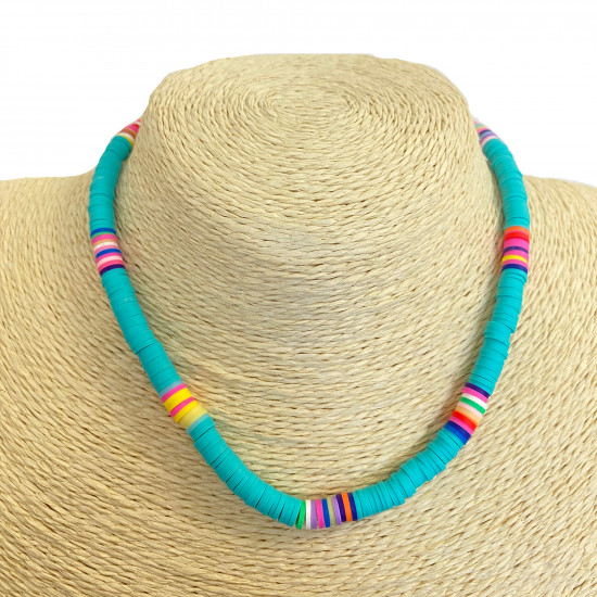 Grossiste collier France, collier heishi fin turquoise - Felizz
