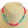 Collier heishi fin turquoise et rose perle