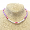 Lilac and white heishi necklace