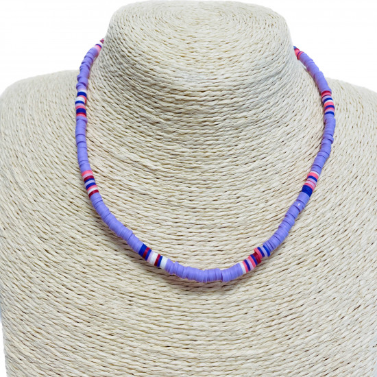 Wholesaler necklace France, necklace heishi lila - Felizz
