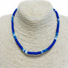 Collier heishi fin bleu foncé