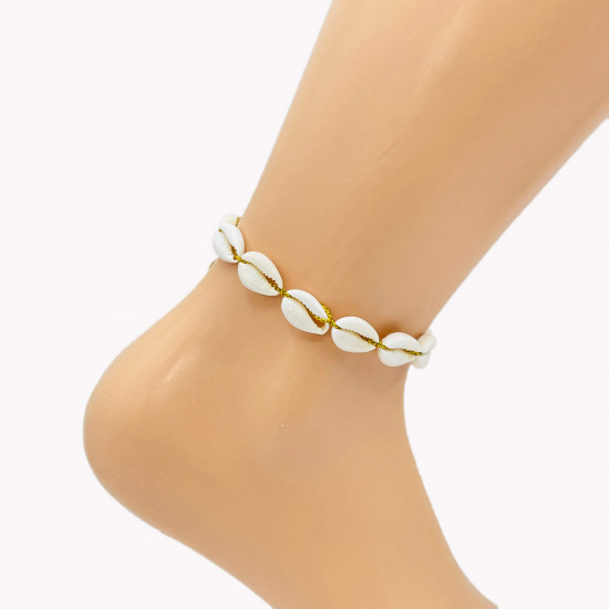 Wholesaler for professionals, shell ankle chain with gold string