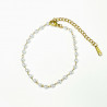Bracelet acier inoxydable doré petites perles blanches