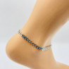 Silver ankle chain with leaves