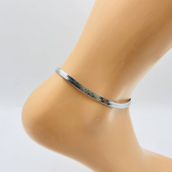 Grossiste bijoux acier inoxydable pas cher, Chaîne de cheville argentée plate