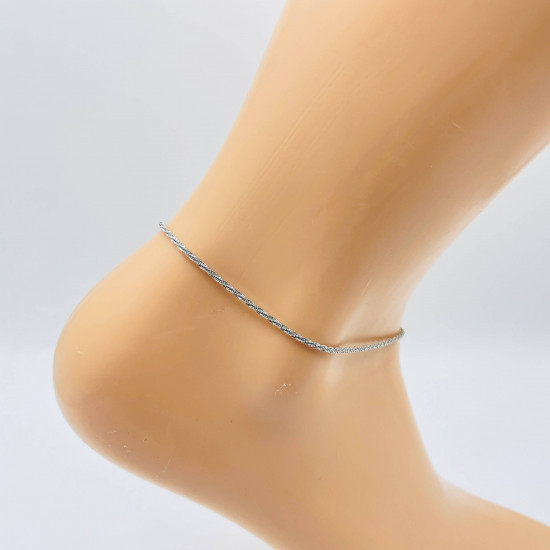 Grossiste bijoux acier inoxydable pas cher, Chaîne de cheville argentée scintillante
