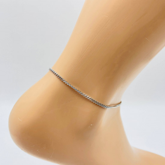 Grossiste bijoux acier inoxydable pas cher, Chaîne de cheville argentée chaînette fine