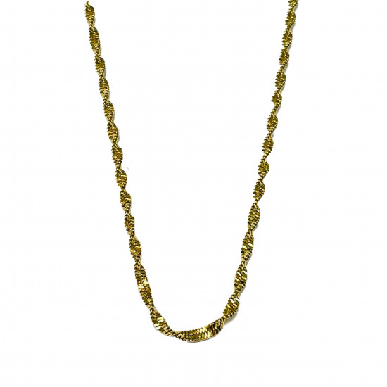 Grossiste bijoux acier inoxydable tendance, Collier acier inoxydable doré torsadé long