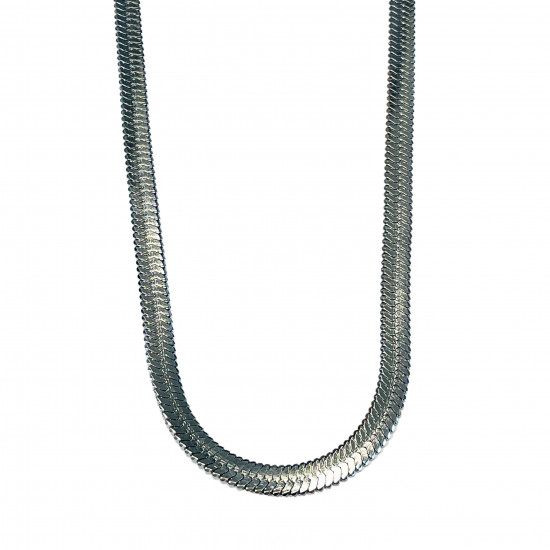 Grossiste bijoux acier inoxydable tendance, Collier acier inoxydable argenté plat