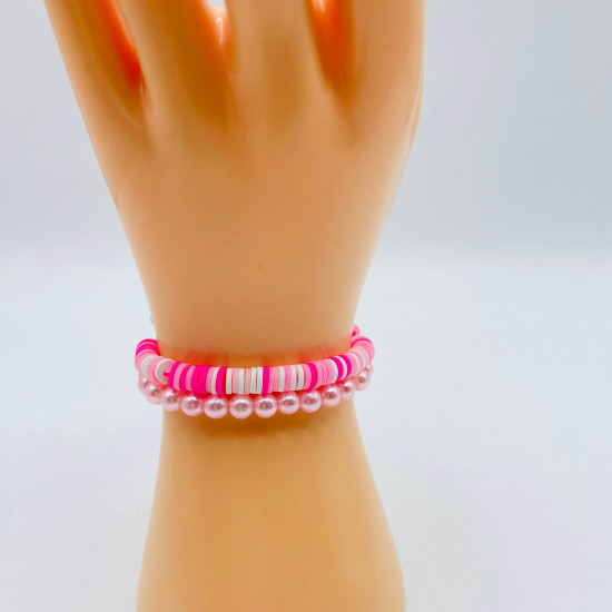 Pulseras rosas y blancas para niñas, bisutería para profesionales - Felizz
