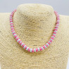 Pink and white girls coconut wood necklace