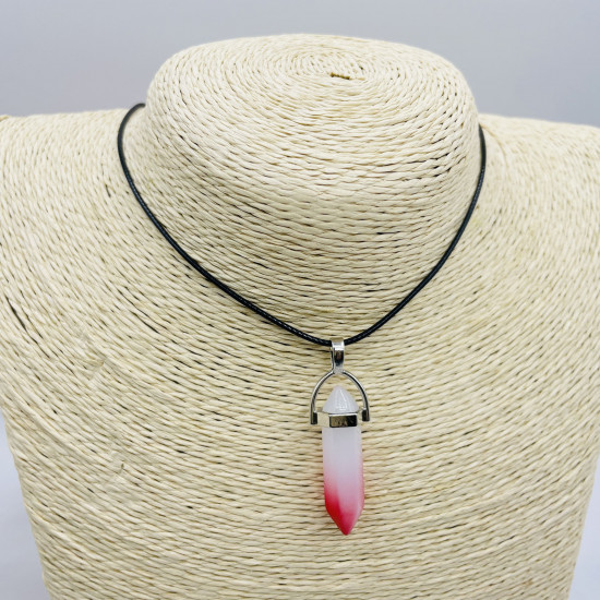 Fournisseur bijoux europe, collier en cristal, naruto, animé, verre dégradé rouge blanc