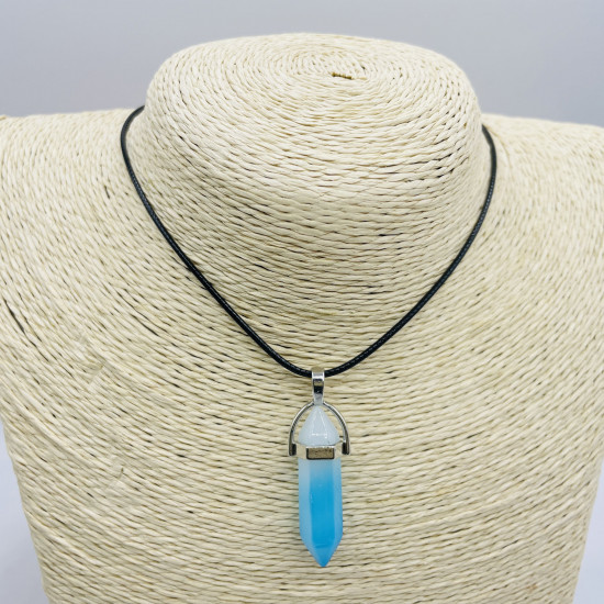 Europa proveedor de joyas, collar de cristal, naruto, anime, azul turquesa blanco gradiente de vidrio