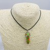 Orange green artistic glass necklace