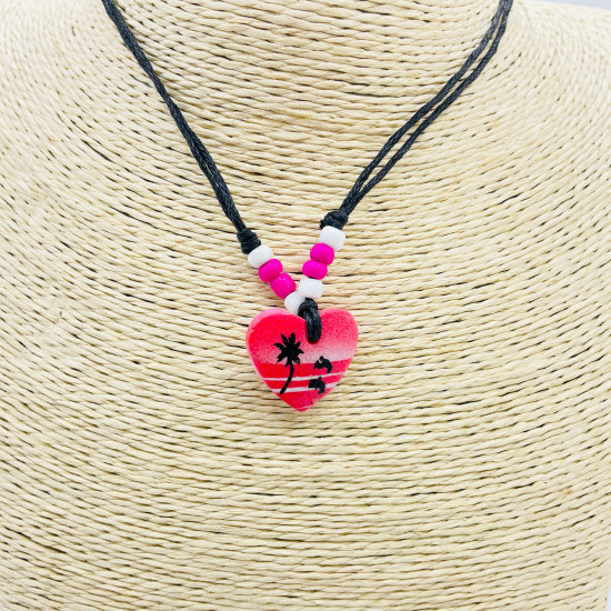 Vente en gros pour professionnels, collier cœur G174-52 FUSCHIA