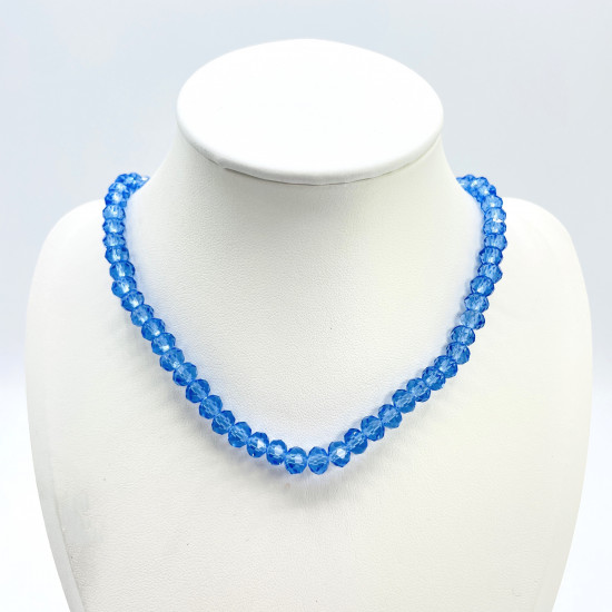 Venta al por mayor de perlas para profesionales Felizz, Collar de cristal grueso Azul claro