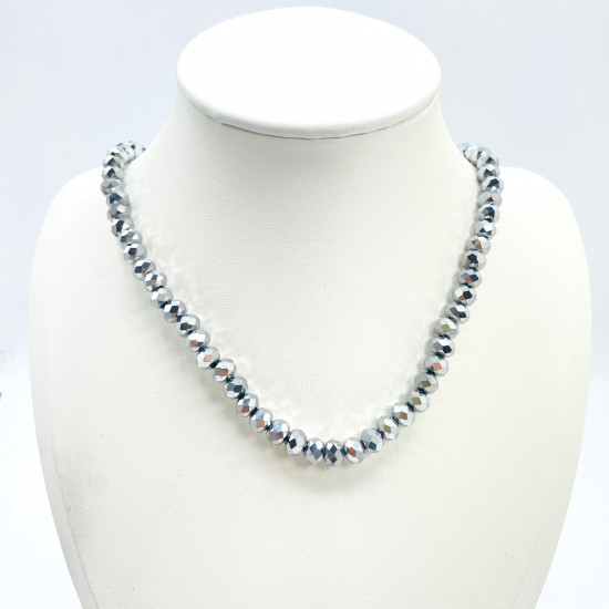 Wholesale pearls for professionals Felizz, Necklace thick crystals Silver metallic