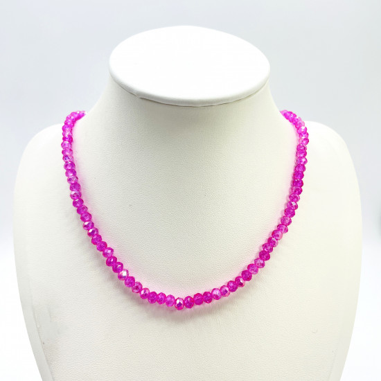 Professional pearl wholesaler Felizz, Fuchsia pink fine crystal necklace