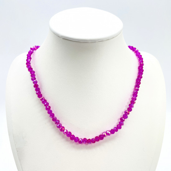 Professional pearl wholesaler Felizz, Dark pink fine crystal necklace