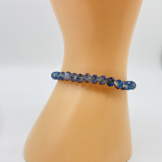 Felizz, Grossista perline, Bracciale in cristallo blu-grigio spesso