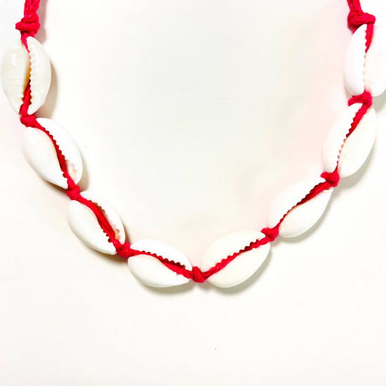 Großhändler für hochwertigen Modeschmuck, Muschelarmband mit fuschiafarbener Schnur