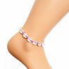 Fuchsia string ankle chain with shells