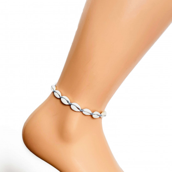Wholesaler for professionals, shell ankle chain with grey string