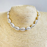 Collier coquillages cauris gris