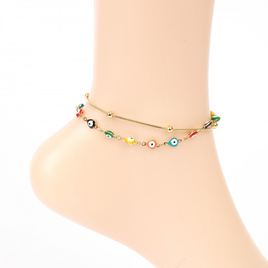 Grossiste bijoux acier inoxydable pas cher, Chaîne de cheville doré et multicouleurs
