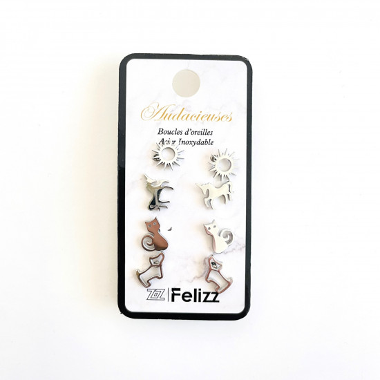 Mayorista pendientes acero inoxidable, Lote ear chips N°300