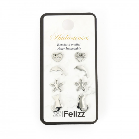 Wholesaler stainless steel earrings, Lot ear chips N°302