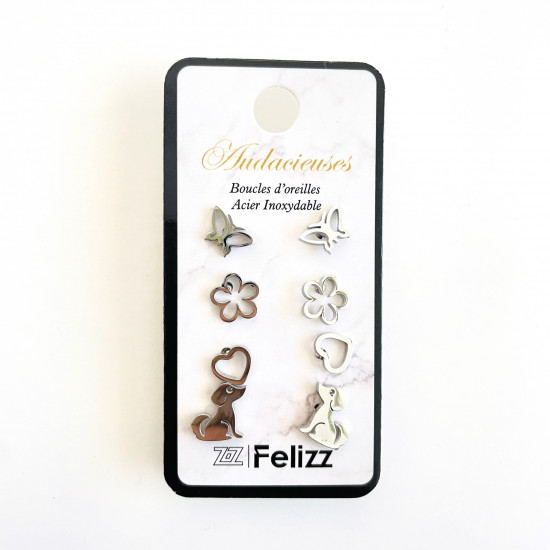 Mayorista pendientes acero inoxidable, Lote ear chips N°306