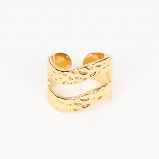 Grossiste bijoux acier inoxydable Marseille, bague dorée extensible N°308