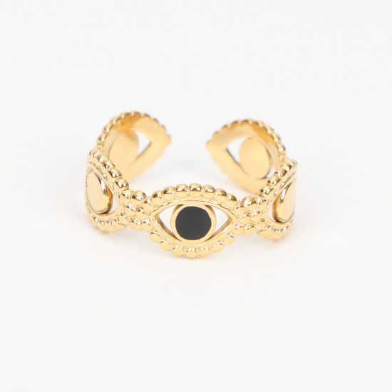 Grossiste bijoux acier inoxydable Marseille, bague dorée extensible N°330