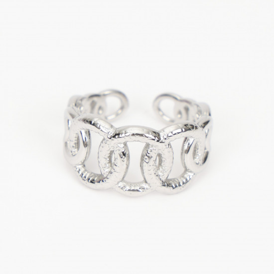 Grossiste bijoux acier inoxydable Marseille, bague argentée extensible N°417