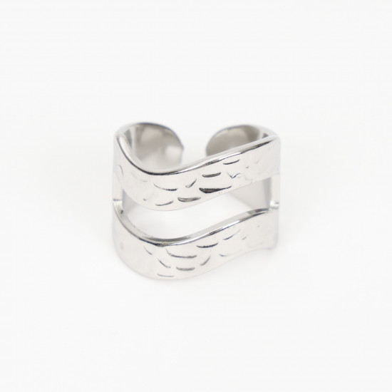 Grossiste bijoux acier inoxydable Marseille, bague argentée extensible N°425